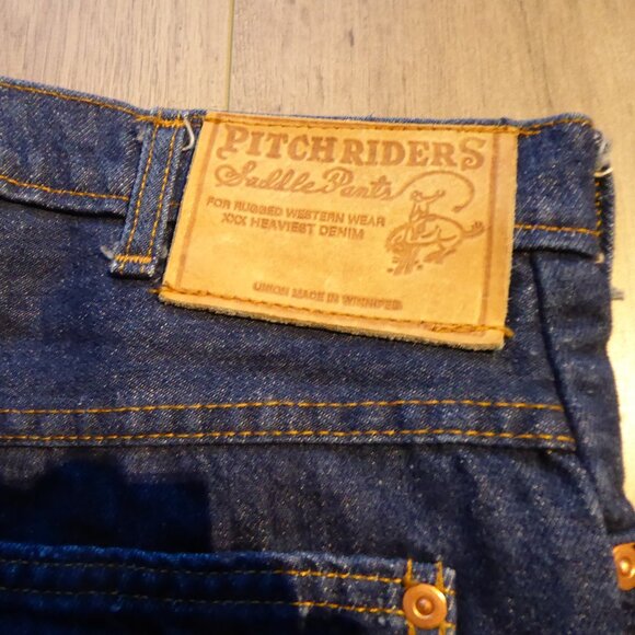 RARE VINTAGE Pitchriders Blue Denim Jeans Straight Leg Cut - Picture 7 of 10